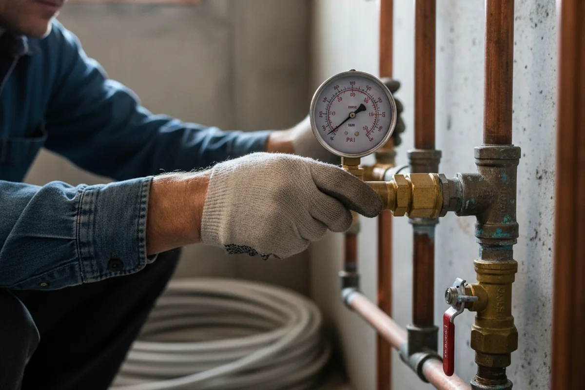 Pressure testing a repaired line during Water Line Repair in Vaughn